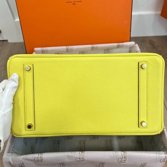 100% Authentic Hermès Epsom Birkin 35 Lime GHW Stamp Q - Picture 3 of 11